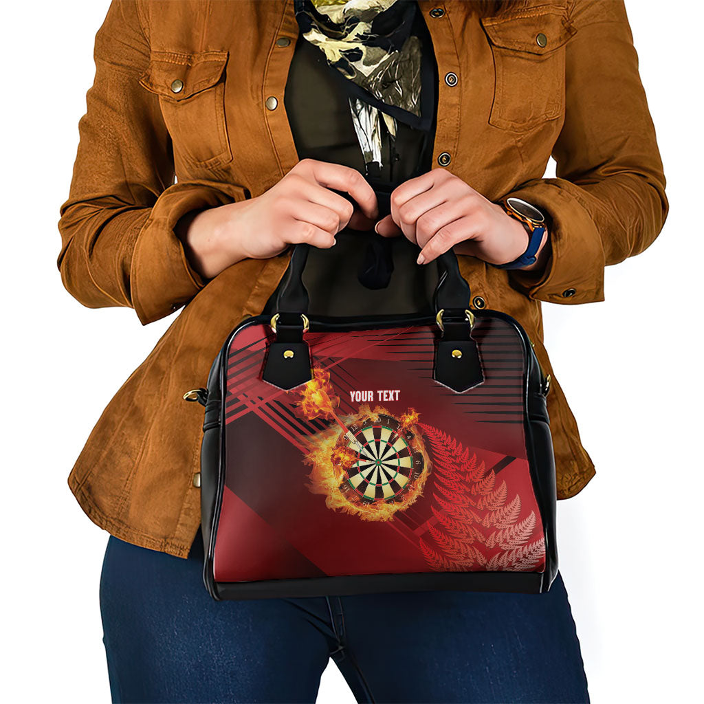 Personalised Darts New Zealand Shoulder Handbag Silver Fern Red Color