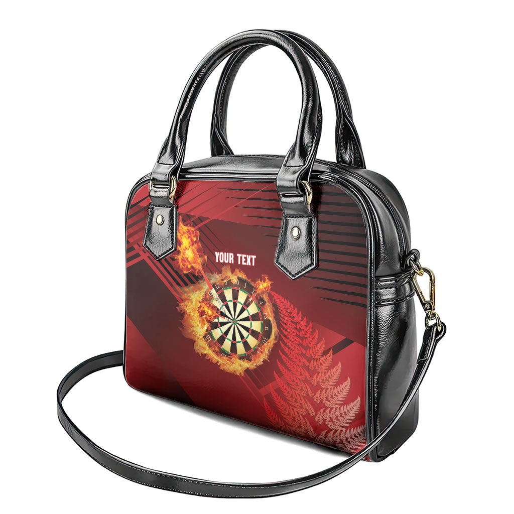 Personalised Darts New Zealand Shoulder Handbag Silver Fern Red Color