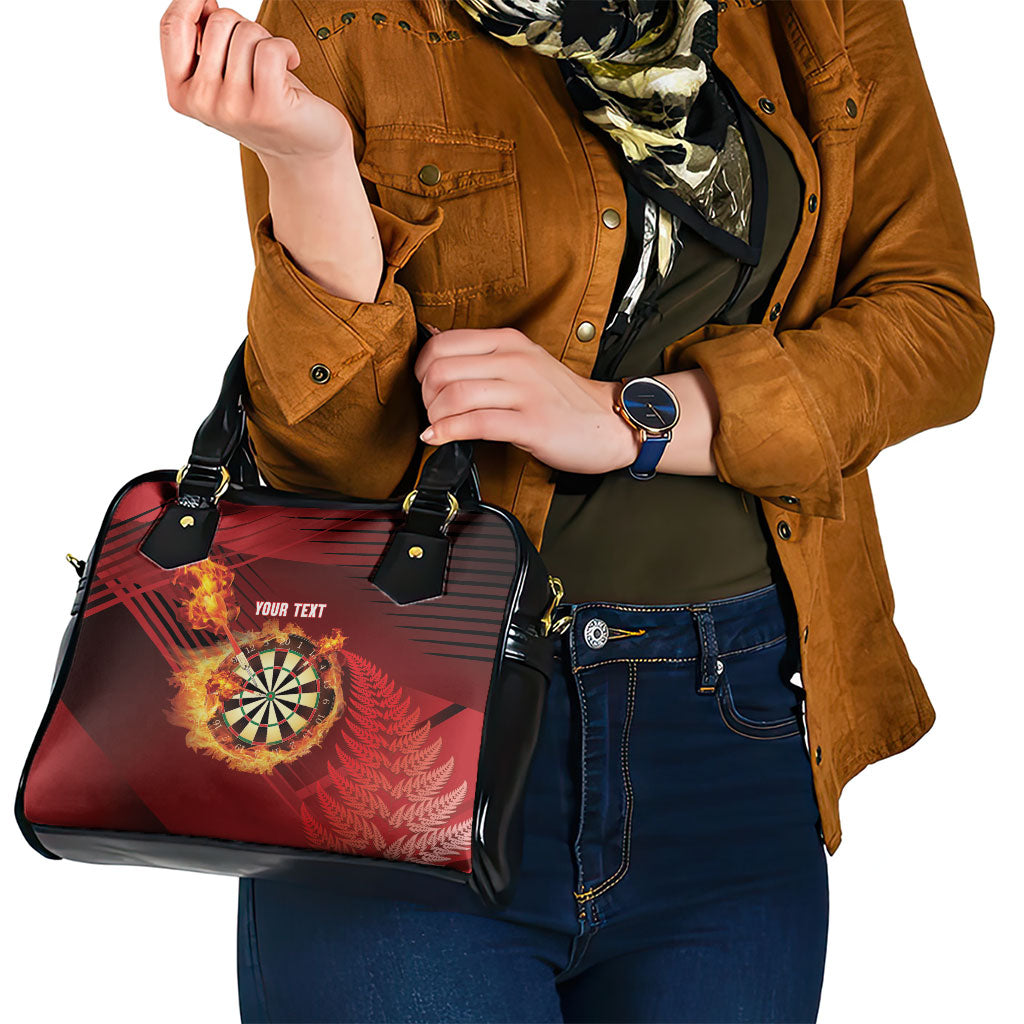 Personalised Darts New Zealand Shoulder Handbag Silver Fern Red Color