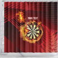 Personalised Darts New Zealand Shower Curtain Silver Fern Red Color LT22 - Polynesian Pride