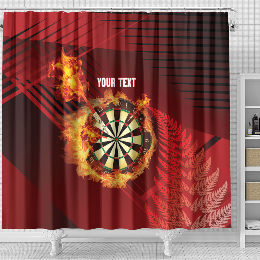 Personalised Darts New Zealand Shower Curtain Silver Fern Red Color LT22 - Polynesian Pride