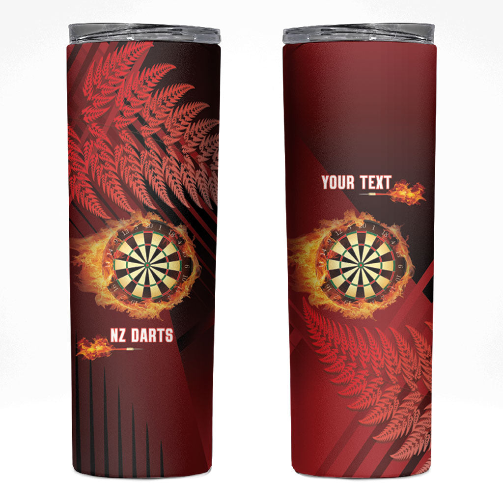 Personalised Darts New Zealand Skinny Tumbler Silver Fern Red Color LT22 Red - Polynesian Pride