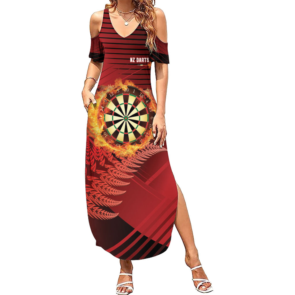 Personalised Darts New Zealand Summer Maxi Dress Silver Fern Red Color LT22 Women Red - Polynesian Pride