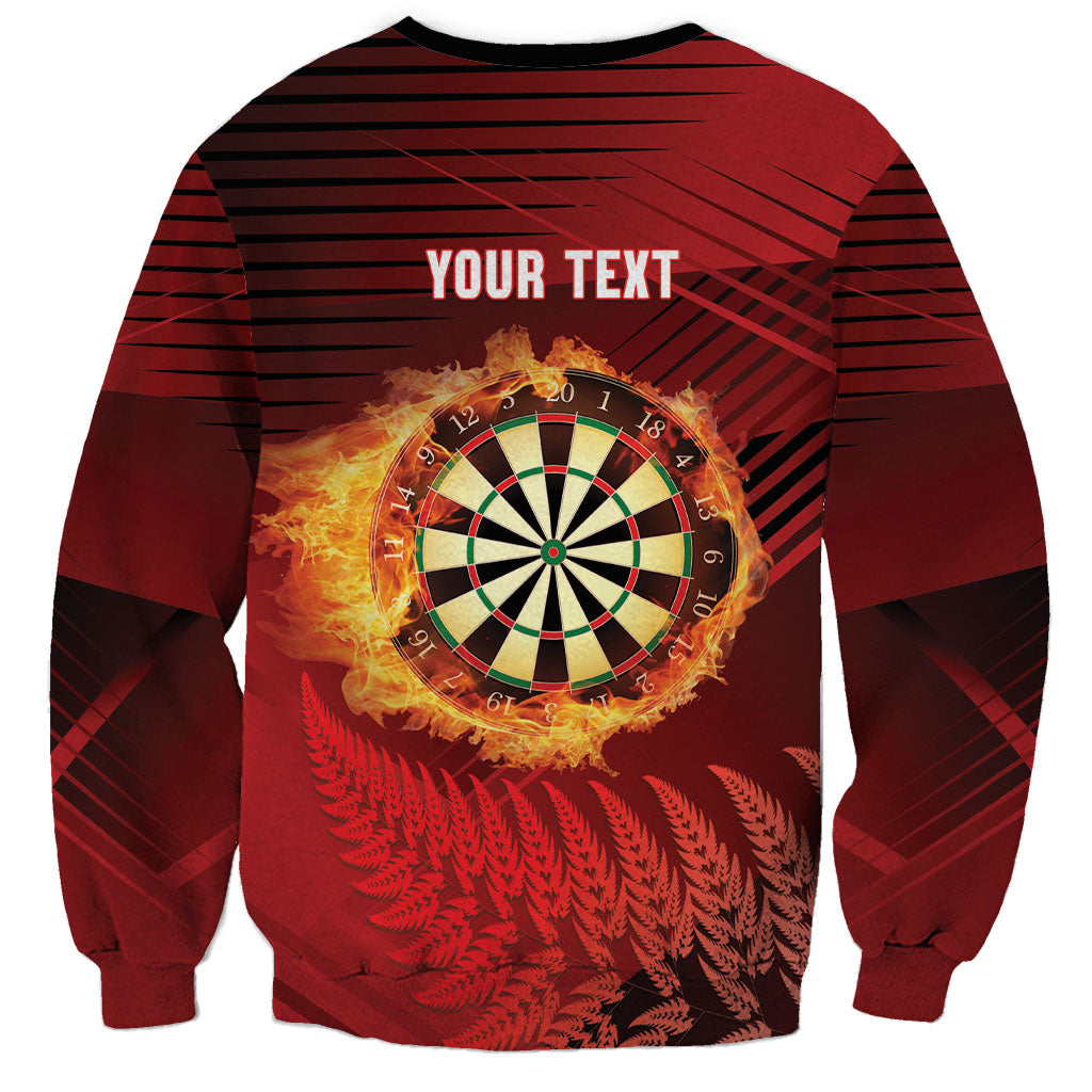 Personalised Darts New Zealand Sweatshirt Silver Fern Red Color LT22 - Polynesian Pride