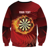 Personalised Darts New Zealand Sweatshirt Silver Fern Red Color LT22 - Polynesian Pride
