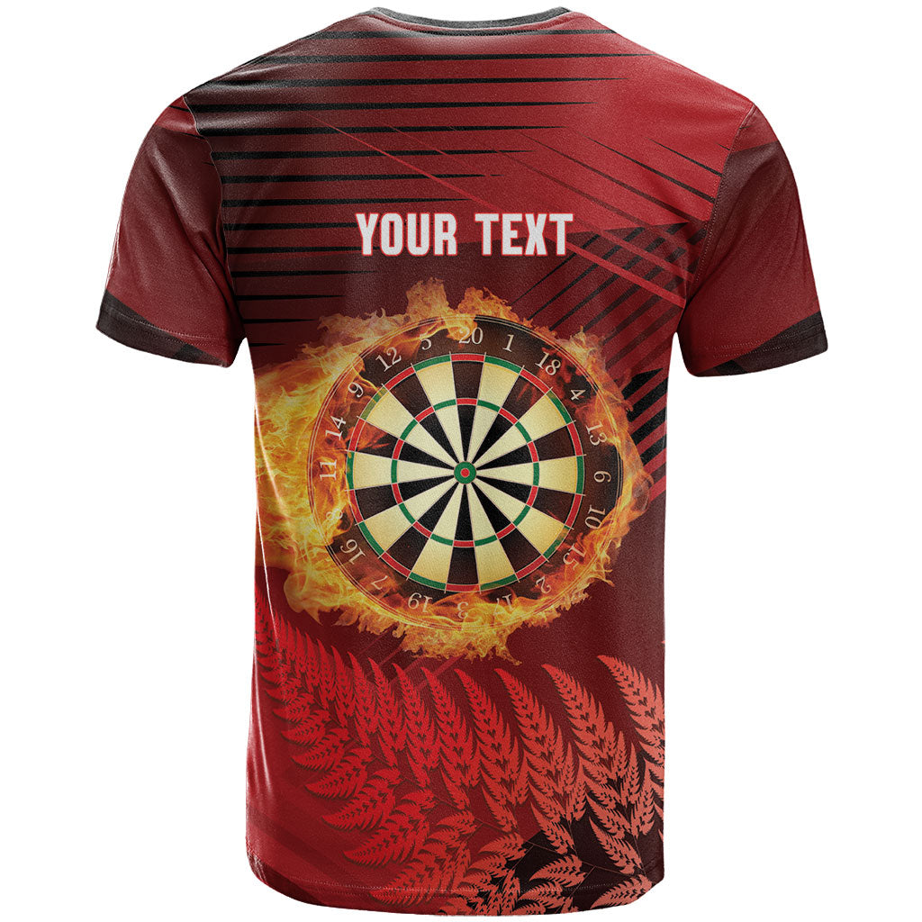 Personalised Darts New Zealand T Shirt Silver Fern Red Color LT22 - Polynesian Pride