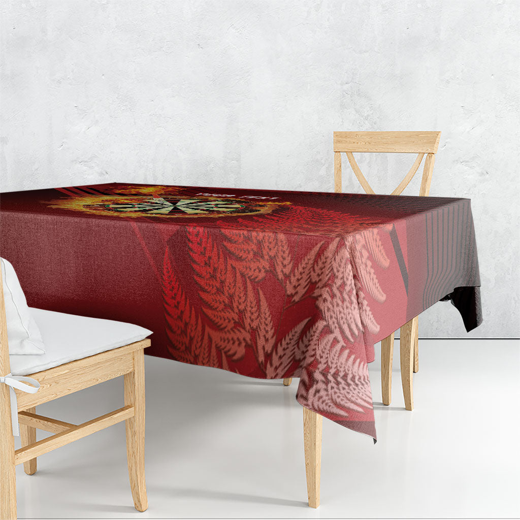 Personalised Darts New Zealand Tablecloth Silver Fern Red Color LT22 - Polynesian Pride