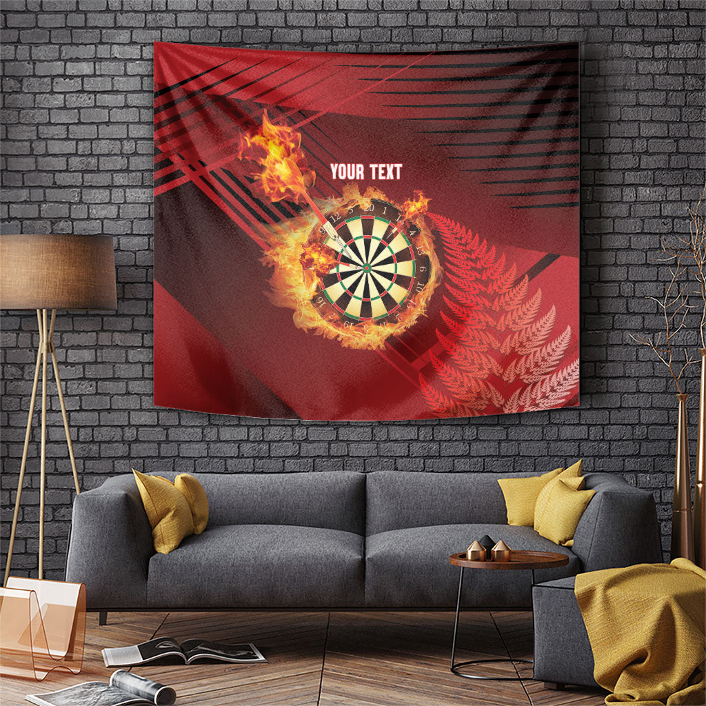 Personalised Darts New Zealand Tapestry Silver Fern Red Color LT22 Red - Polynesian Pride