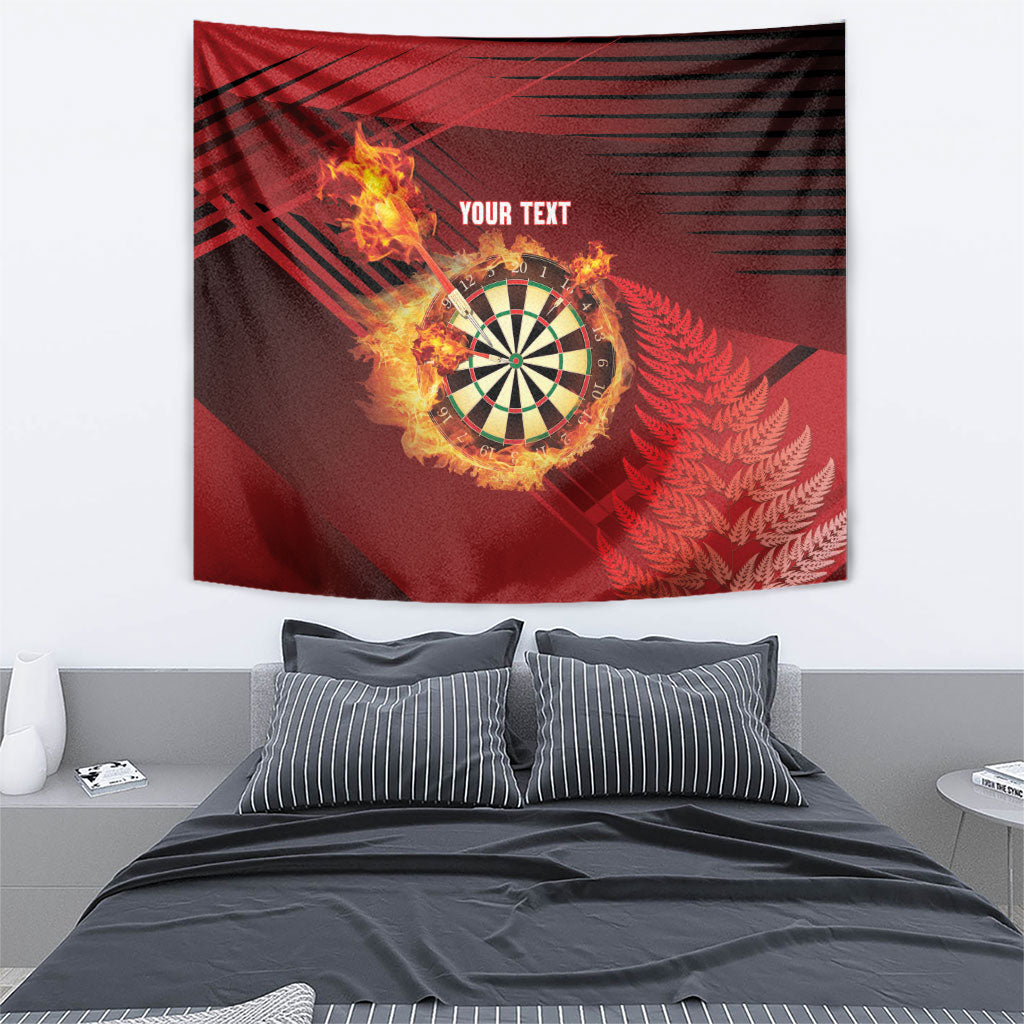 Personalised Darts New Zealand Tapestry Silver Fern Red Color LT22 - Polynesian Pride