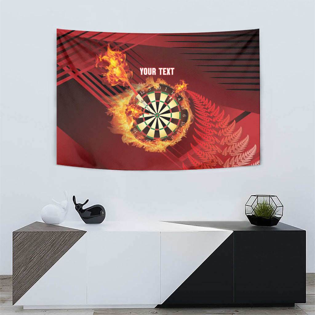 Personalised Darts New Zealand Tapestry Silver Fern Red Color LT22 - Polynesian Pride