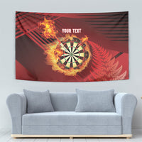 Personalised Darts New Zealand Tapestry Silver Fern Red Color LT22 - Polynesian Pride
