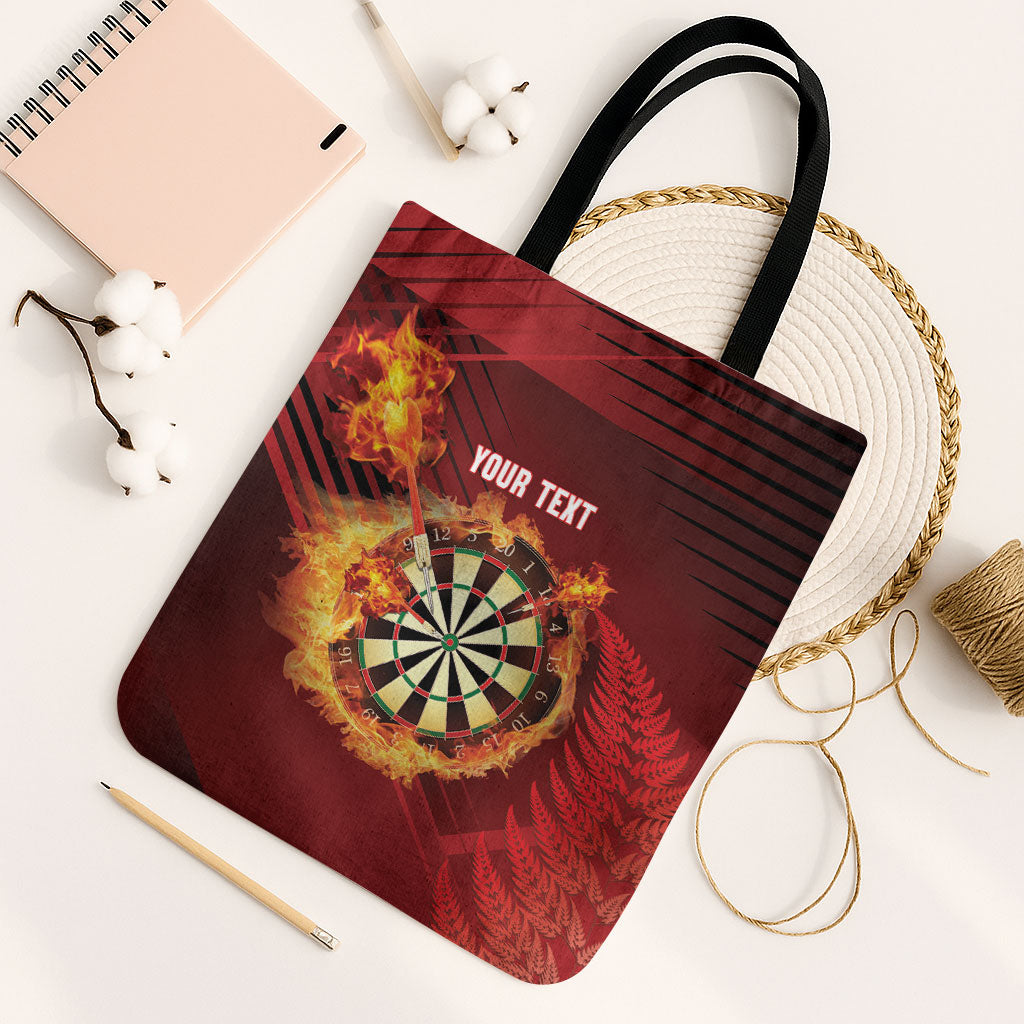 Personalised Darts New Zealand Tote Bag Silver Fern Red Color LT22 Black Strap One Size Red - Polynesian Pride