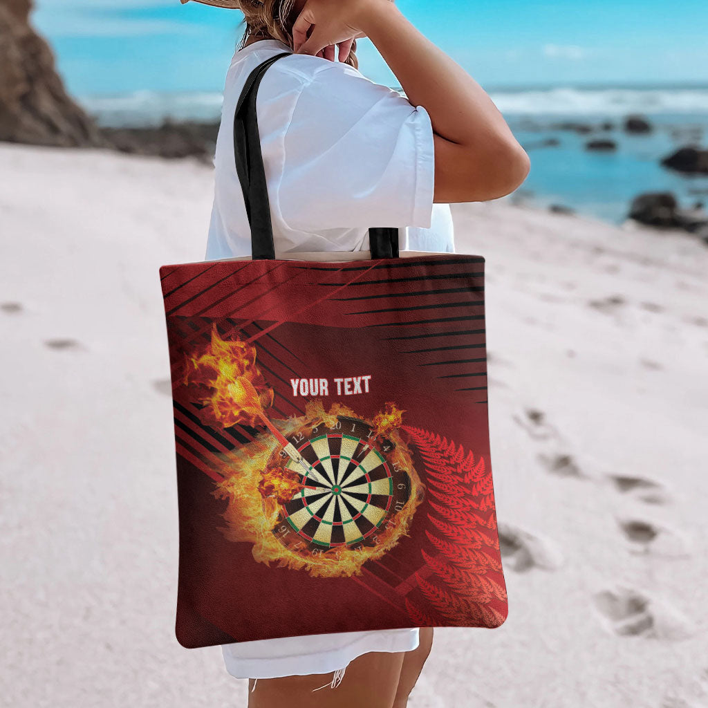 Personalised Darts New Zealand Tote Bag Silver Fern Red Color LT22 - Polynesian Pride