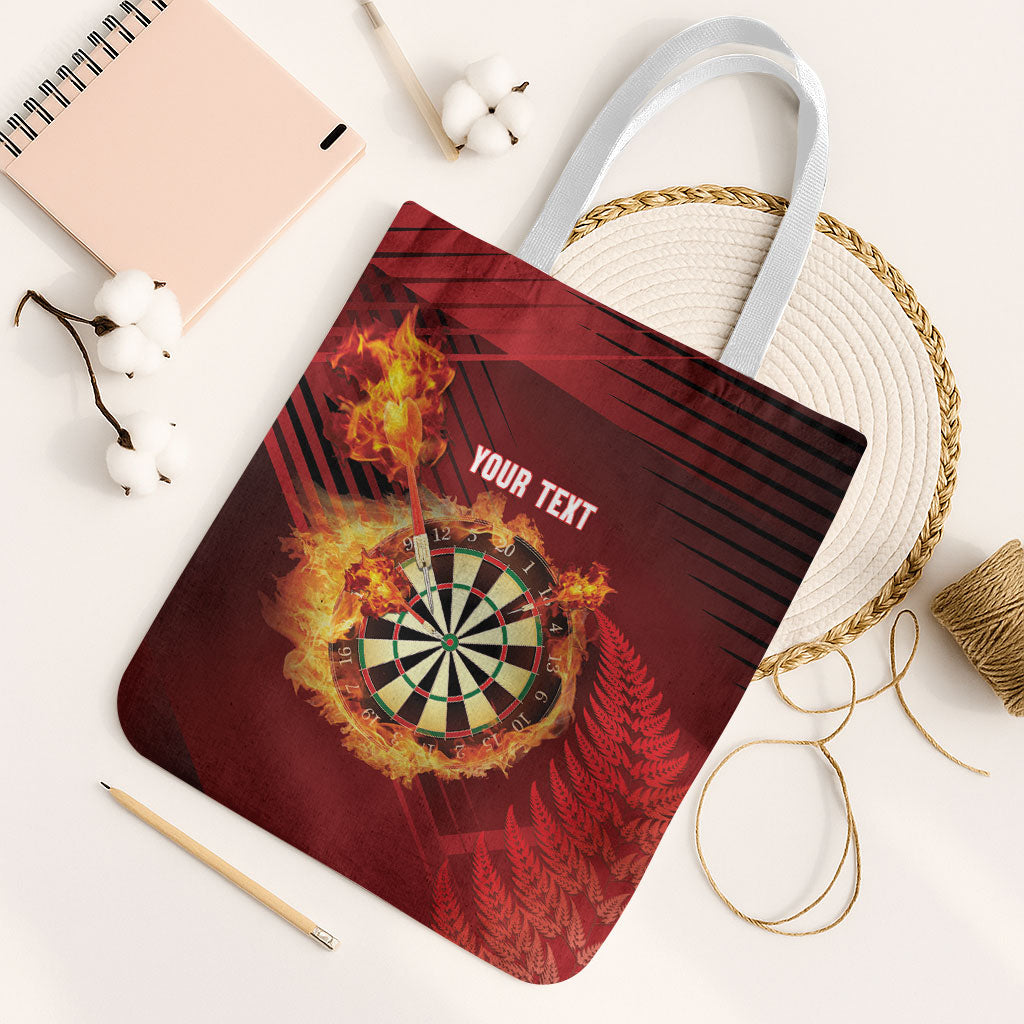 Personalised Darts New Zealand Tote Bag Silver Fern Red Color LT22 White Strap One Size Red - Polynesian Pride