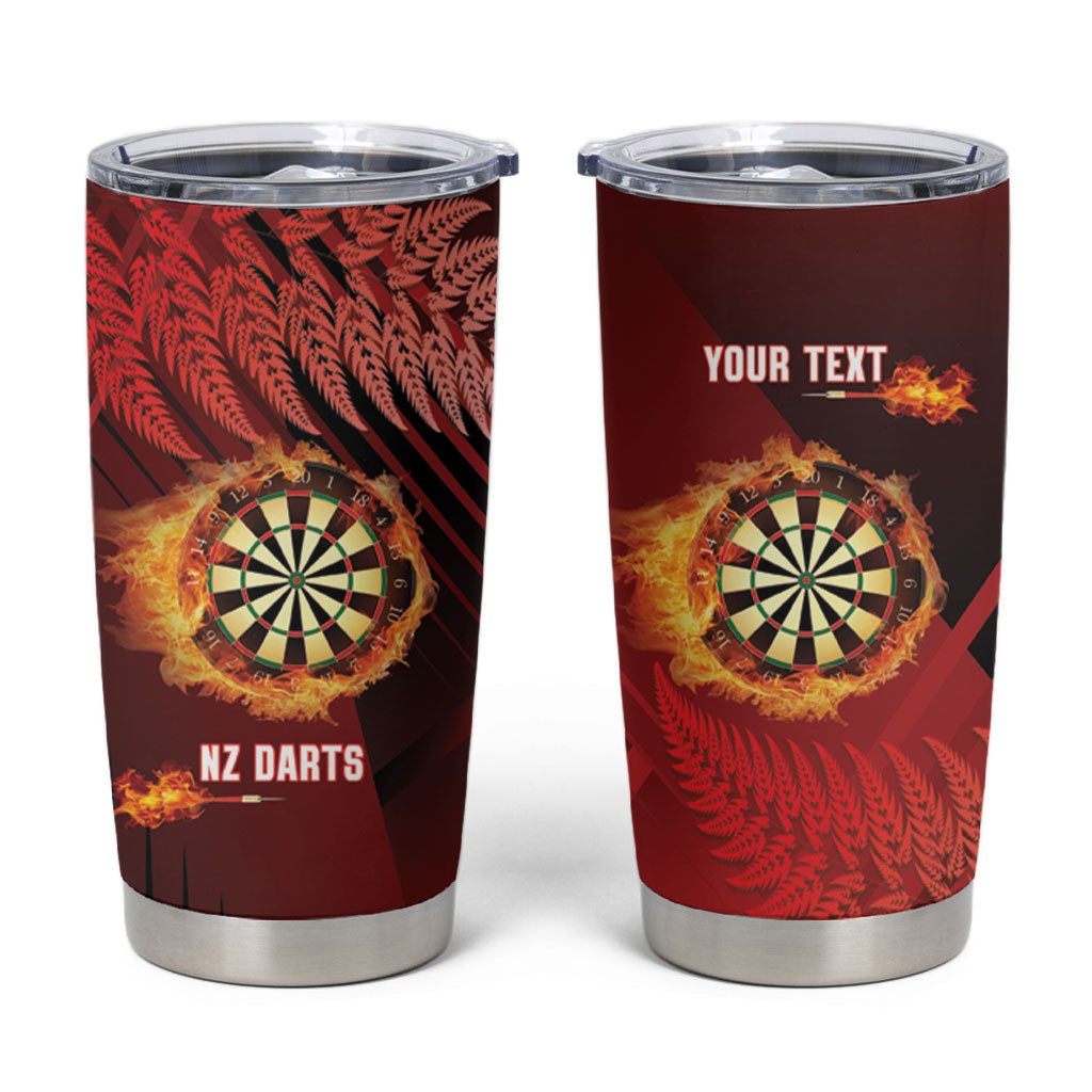 Personalised Darts New Zealand Tumbler Cup Silver Fern Red Color LT22 Red - Polynesian Pride