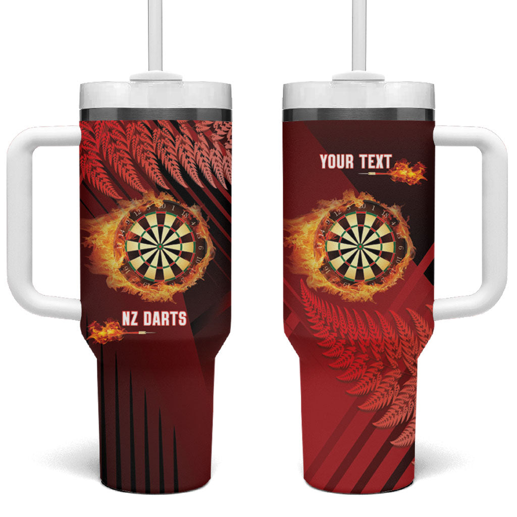 Personalised Darts New Zealand Tumbler With Handle Silver Fern Red Color LT22 One Size: 40 oz Red - Polynesian Pride