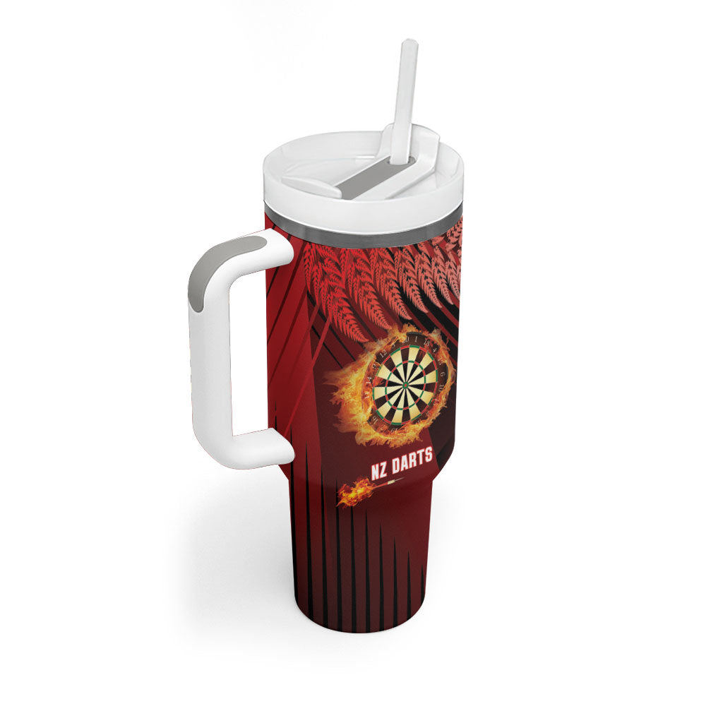 Personalised Darts New Zealand Tumbler With Handle Silver Fern Red Color LT22 - Polynesian Pride