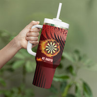 Personalised Darts New Zealand Tumbler With Handle Silver Fern Red Color LT22 - Polynesian Pride