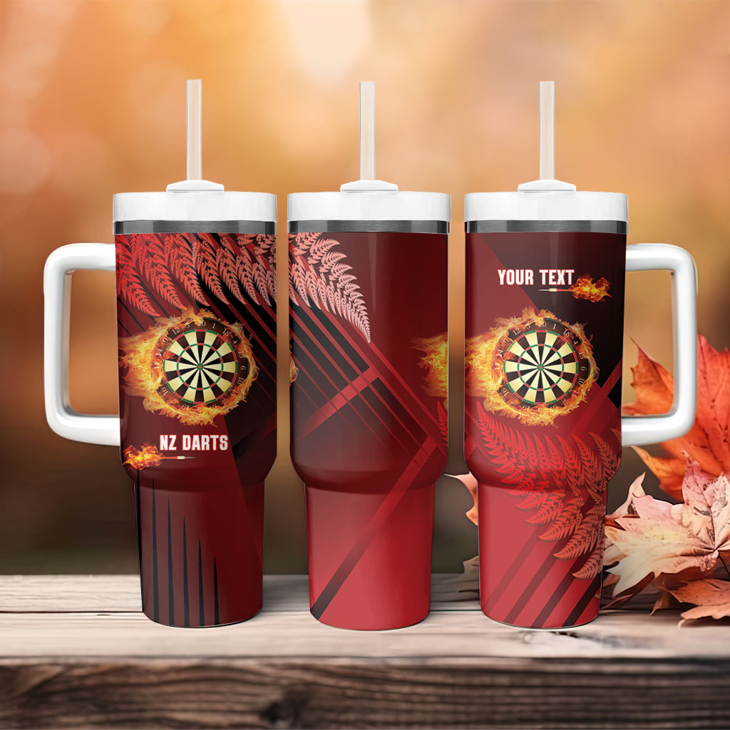 Personalised Darts New Zealand Tumbler With Handle Silver Fern Red Color LT22 - Polynesian Pride