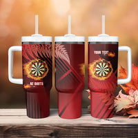Personalised Darts New Zealand Tumbler With Handle Silver Fern Red Color LT22 - Polynesian Pride