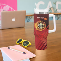 Personalised Darts New Zealand Tumbler With Handle Silver Fern Red Color LT22 - Polynesian Pride