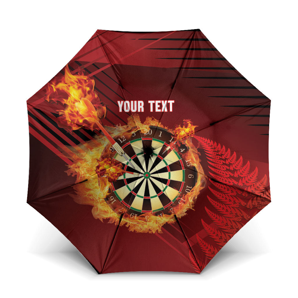 Personalised Darts New Zealand Umbrella Silver Fern Red Color LT22 One Size Folded 11.42 inch Opened Diameter 37.4 inch Red - Polynesian Pride