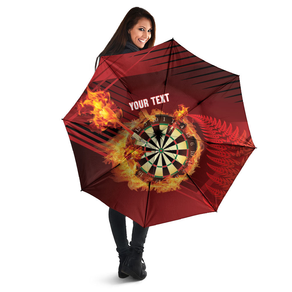 Personalised Darts New Zealand Umbrella Silver Fern Red Color LT22 - Polynesian Pride