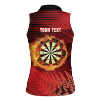 Personalised Darts New Zealand Women Sleeveless Polo Shirt Silver Fern Red Color