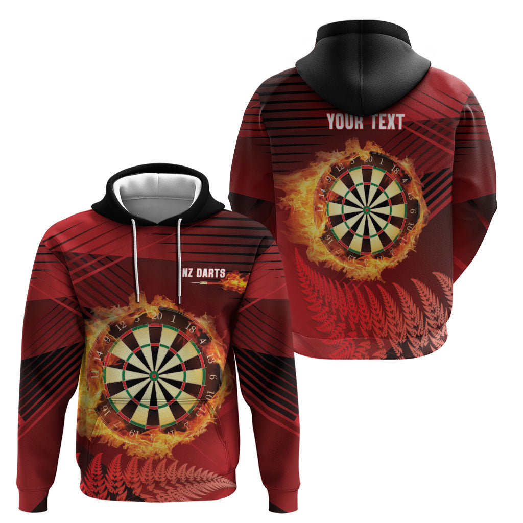 Personalised Darts New Zealand Zip Hoodie Silver Fern Red Color LT22 - Polynesian Pride