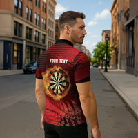 Personalised Darts New Zealand Zipper Polo Shirt Silver Fern Red Color LT22 - Polynesian Pride