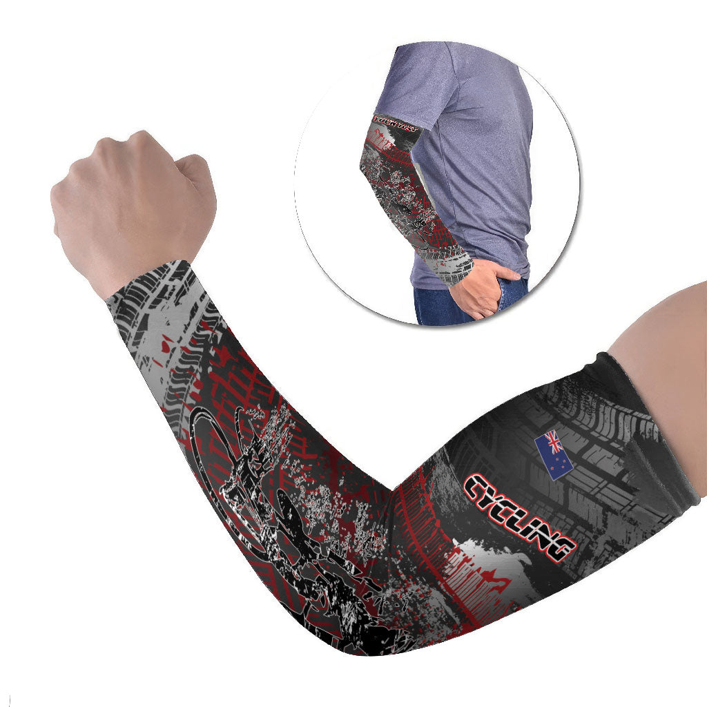 Personalised Cycling New Zealand Arm Sleeves Aotearoa Pride Sportswear LT22 Set of 2 Red - Polynesian Pride