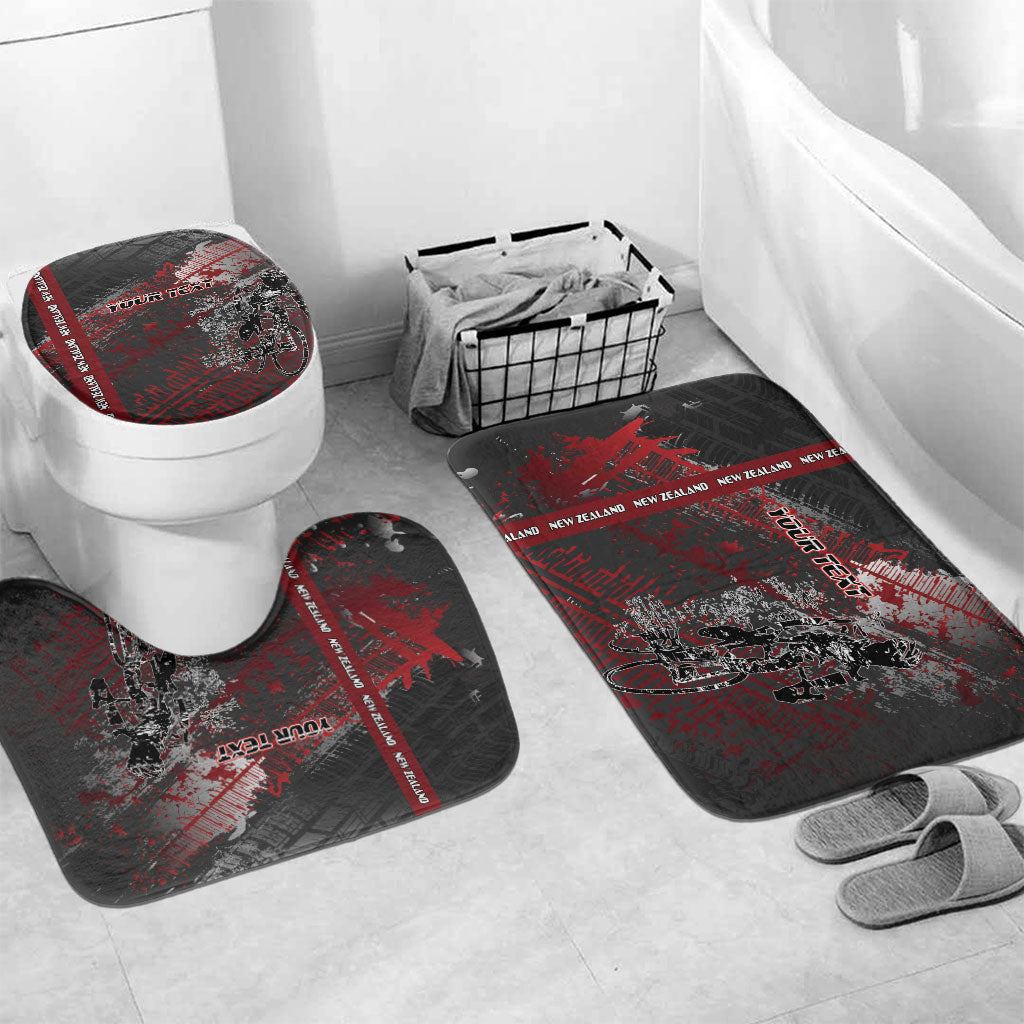 Personalised Cycling New Zealand Bathroom Set Aotearoa Pride Sportswear LT22 Mat Set Only (3 pcs) One Size Red - Polynesian Pride