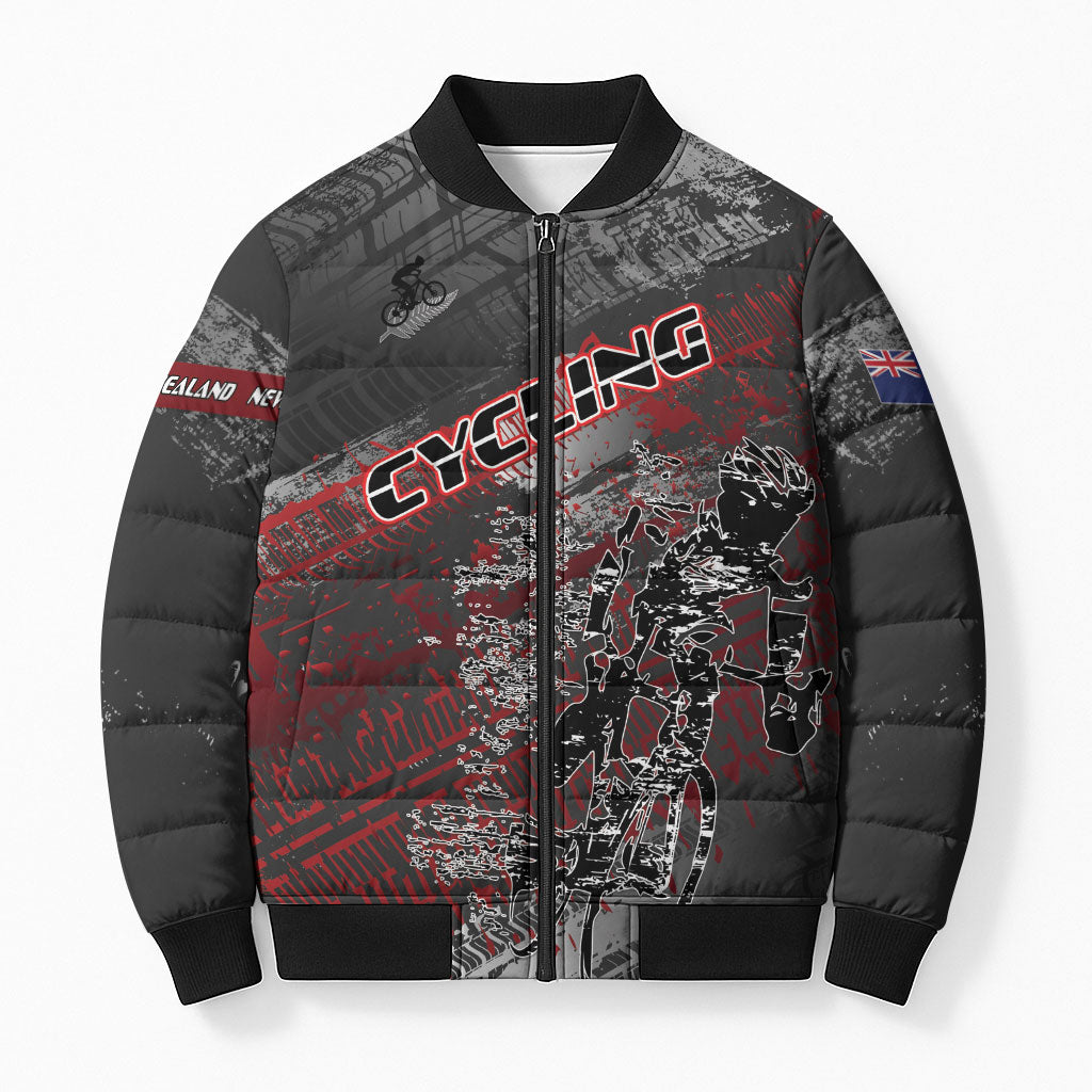 Personalised Cycling New Zealand Bomber Puffer Jacket Aotearoa Pride Sportswear LT22 Unisex Red - Polynesian Pride