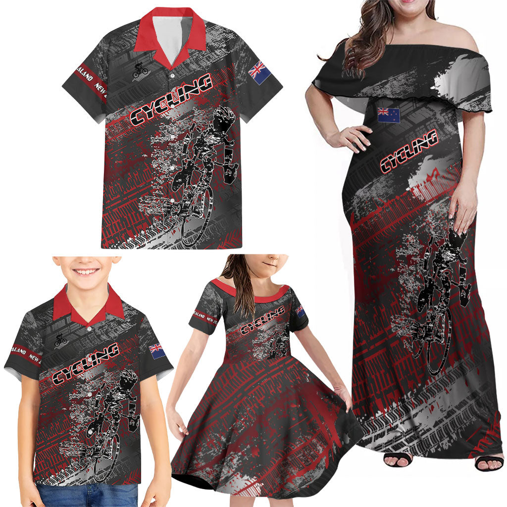 Personalised Cycling New Zealand Family Matching Off Shoulder Maxi Dress and Hawaiian Shirt Aotearoa Pride Sportswear LT22 - Polynesian Pride