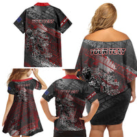 Personalised Cycling New Zealand Family Matching Off Shoulder Short Dress and Hawaiian Shirt Aotearoa Pride Sportswear