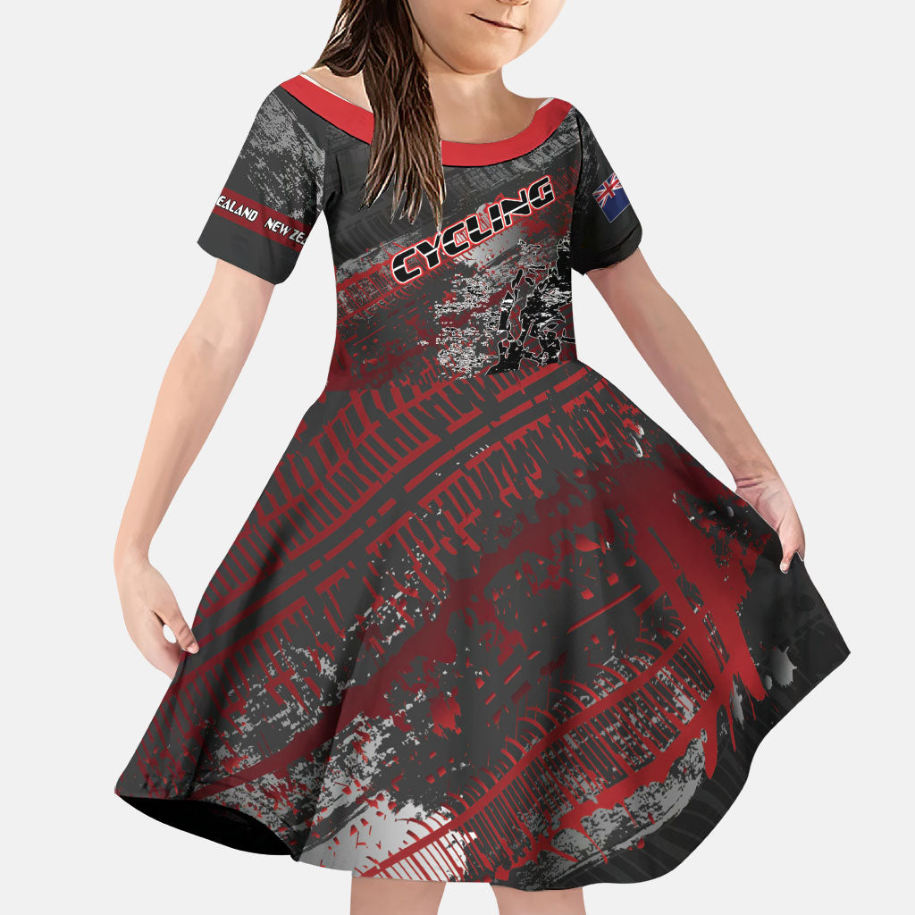 Personalised Cycling New Zealand Family Matching Short Sleeve Bodycon Dress and Hawaiian Shirt Aotearoa Pride Sportswear