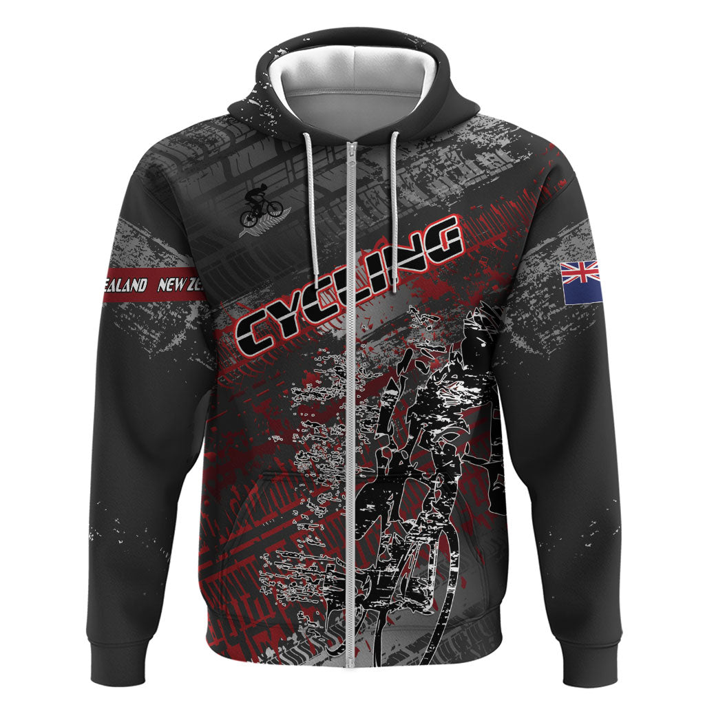 Personalised Cycling New Zealand Hoodie Aotearoa Pride Sportswear LT22 Zip Hoodie Red - Polynesian Pride