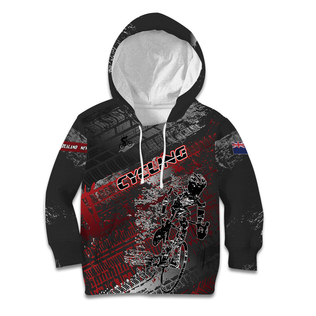Personalised Cycling New Zealand Kid Hoodie Aotearoa Pride Sportswear LT22 Hoodie Red - Polynesian Pride