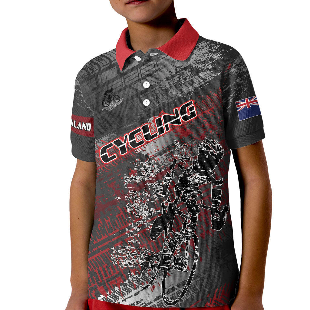 Personalised Cycling New Zealand Kid Polo Shirt Aotearoa Pride Sportswear LT22 Kid Red - Polynesian Pride