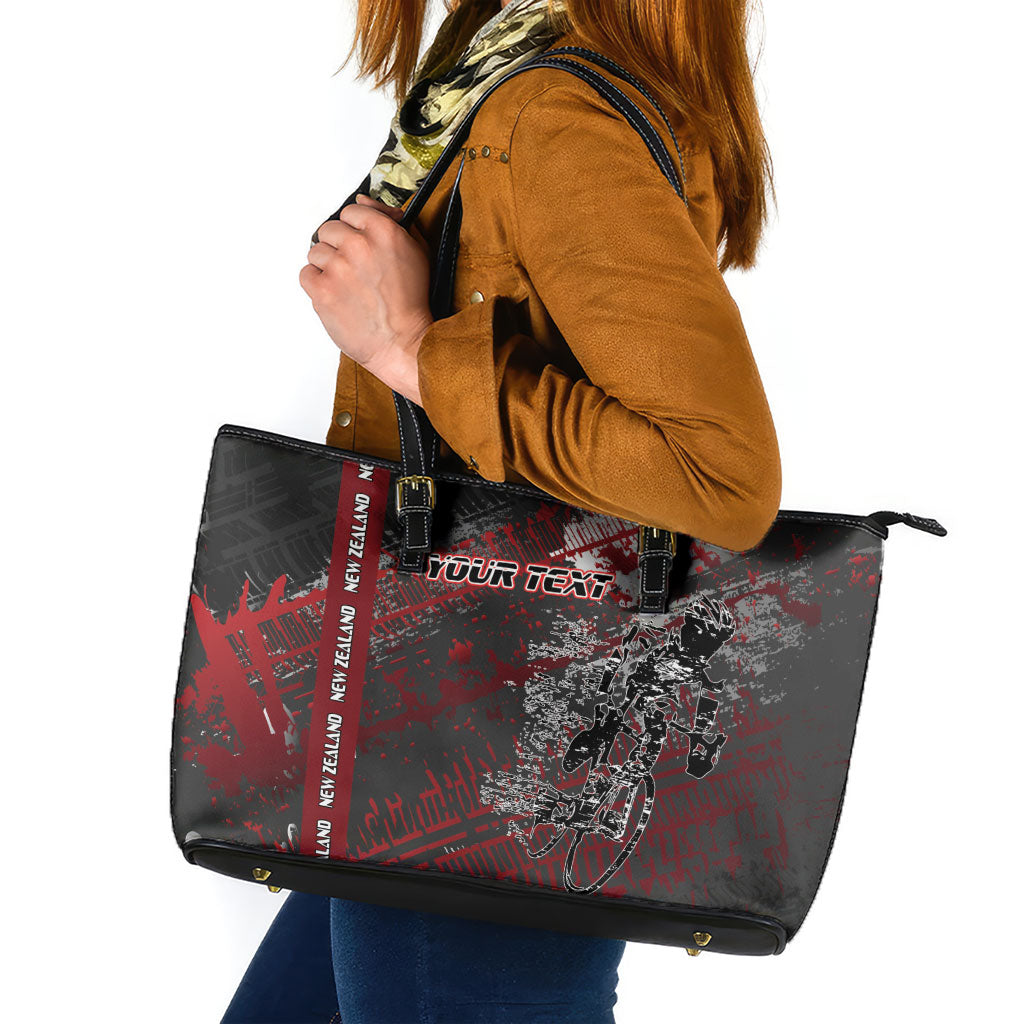 Personalised Cycling New Zealand Leather Tote Bag Aotearoa Pride Sportswear