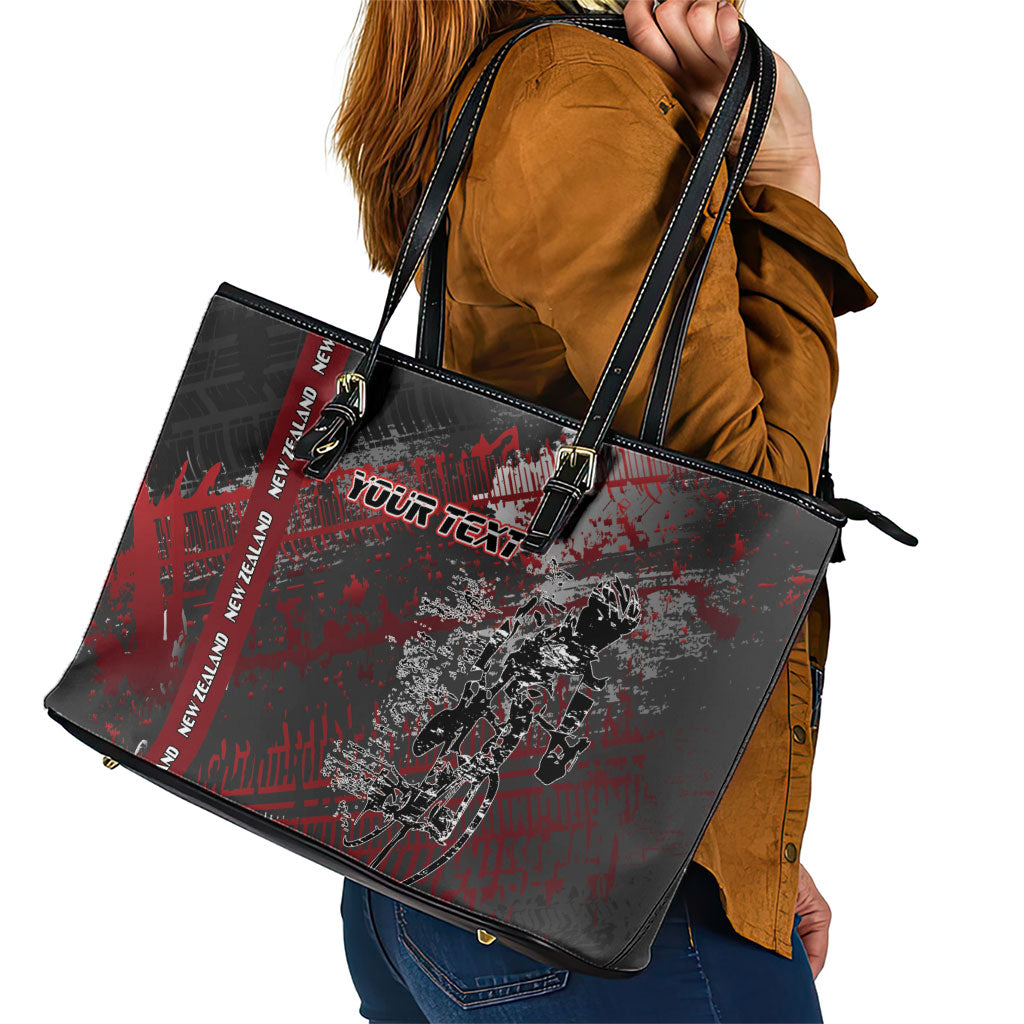 Personalised Cycling New Zealand Leather Tote Bag Aotearoa Pride Sportswear