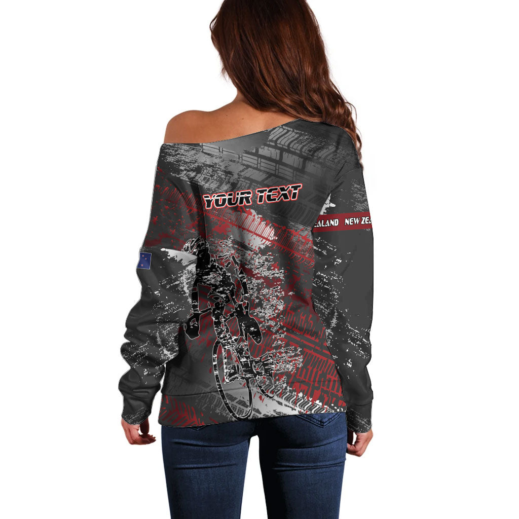 Personalised Cycling New Zealand Off Shoulder Sweater Aotearoa Pride Sportswear LT22 - Polynesian Pride