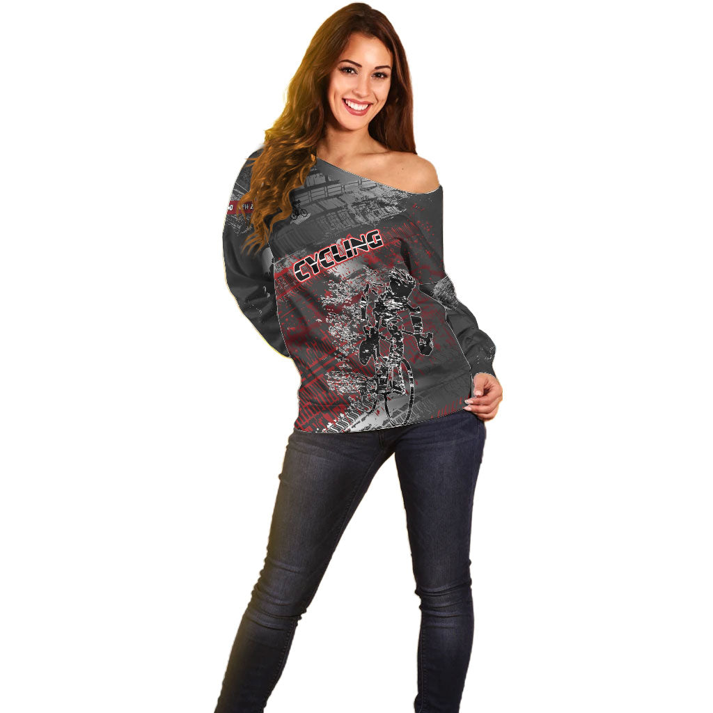 Personalised Cycling New Zealand Off Shoulder Sweater Aotearoa Pride Sportswear LT22 - Polynesian Pride