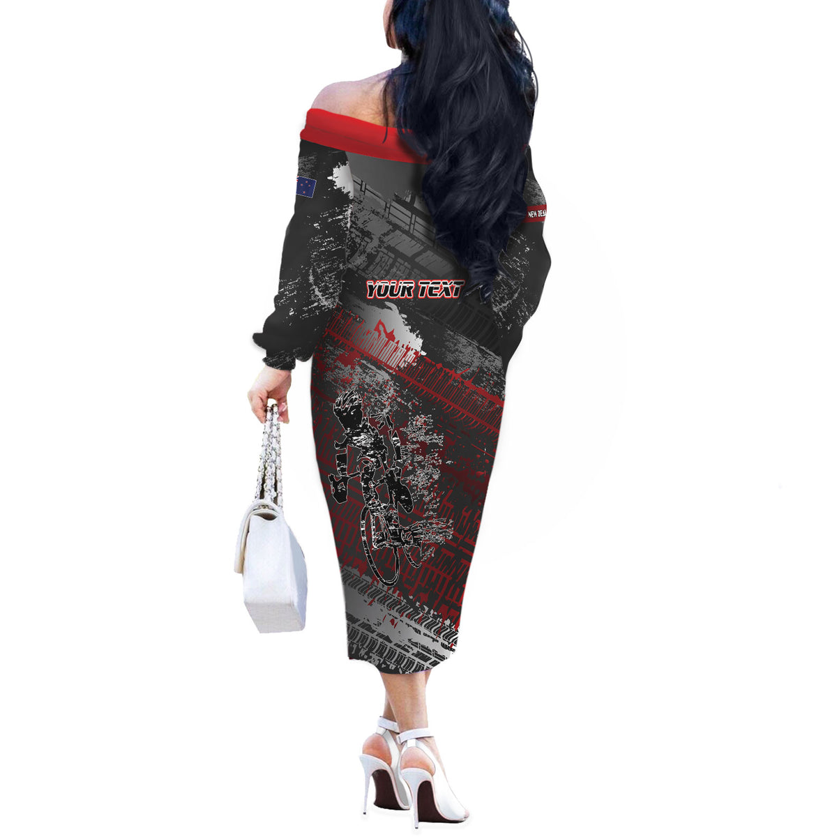 Personalised Cycling New Zealand Off The Shoulder Long Sleeve Dress Aotearoa Pride Sportswear