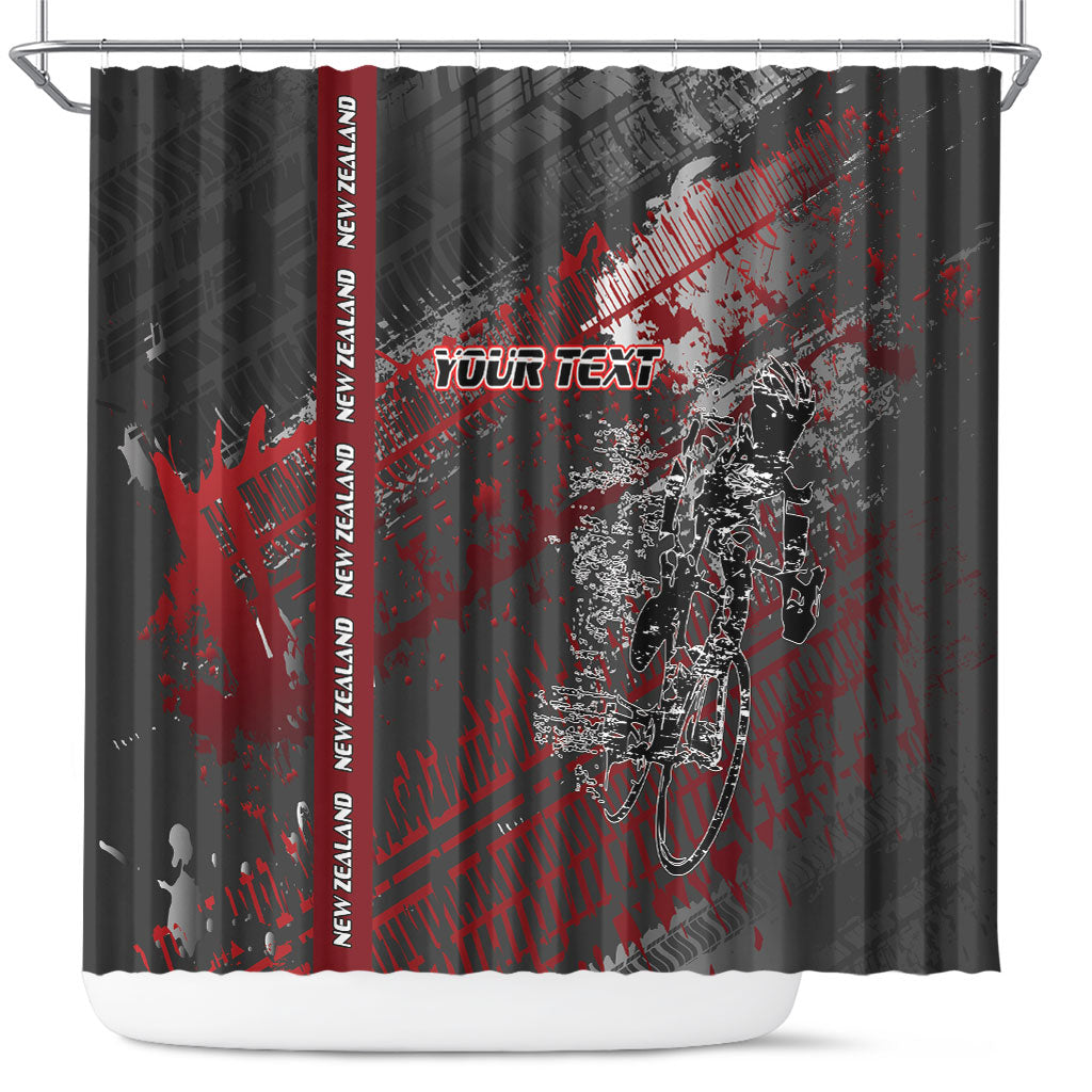 Personalised Cycling New Zealand Shower Curtain Aotearoa Pride Sportswear LT22 Red - Polynesian Pride
