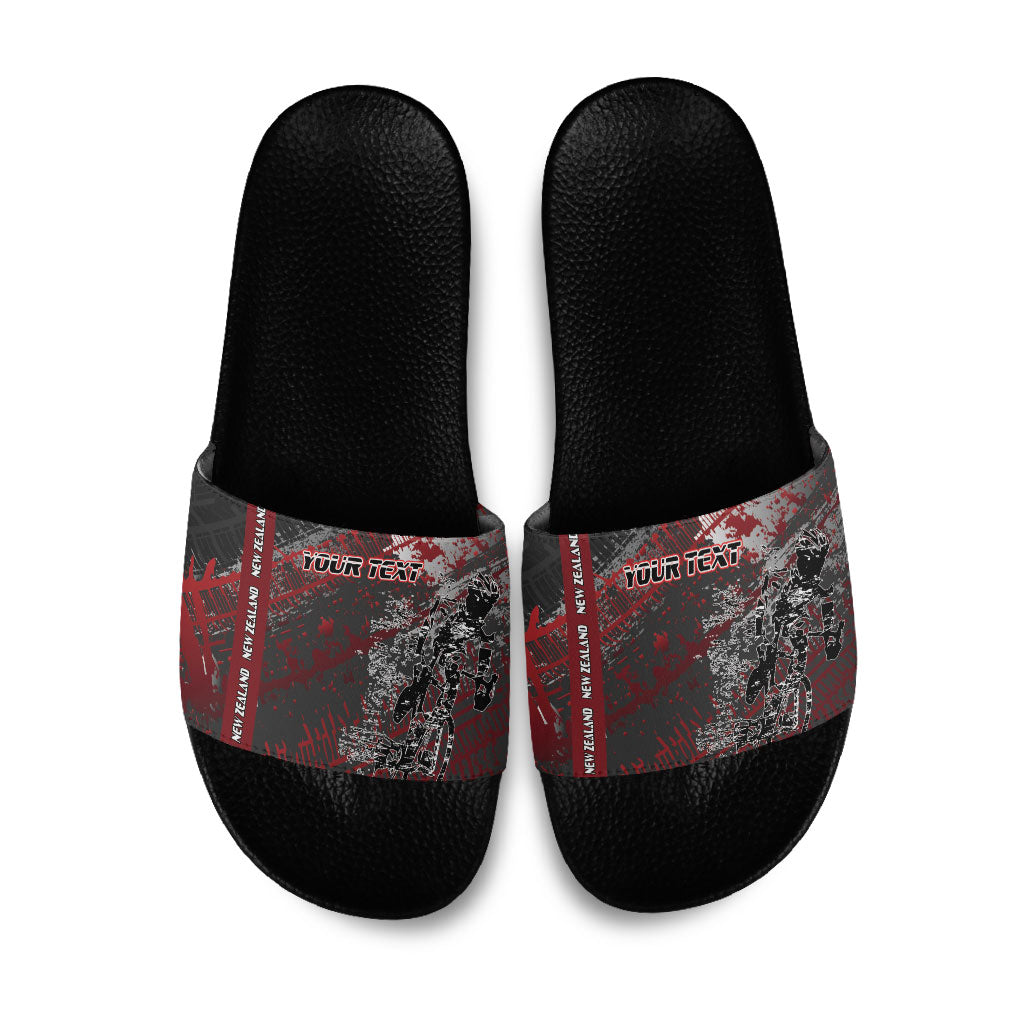 Personalised Cycling New Zealand Slide Sandals Aotearoa Pride Sportswear LT22 Red - Polynesian Pride