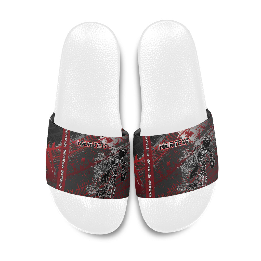 Personalised Cycling New Zealand Slide Sandals Aotearoa Pride Sportswear LT22 Red - Polynesian Pride