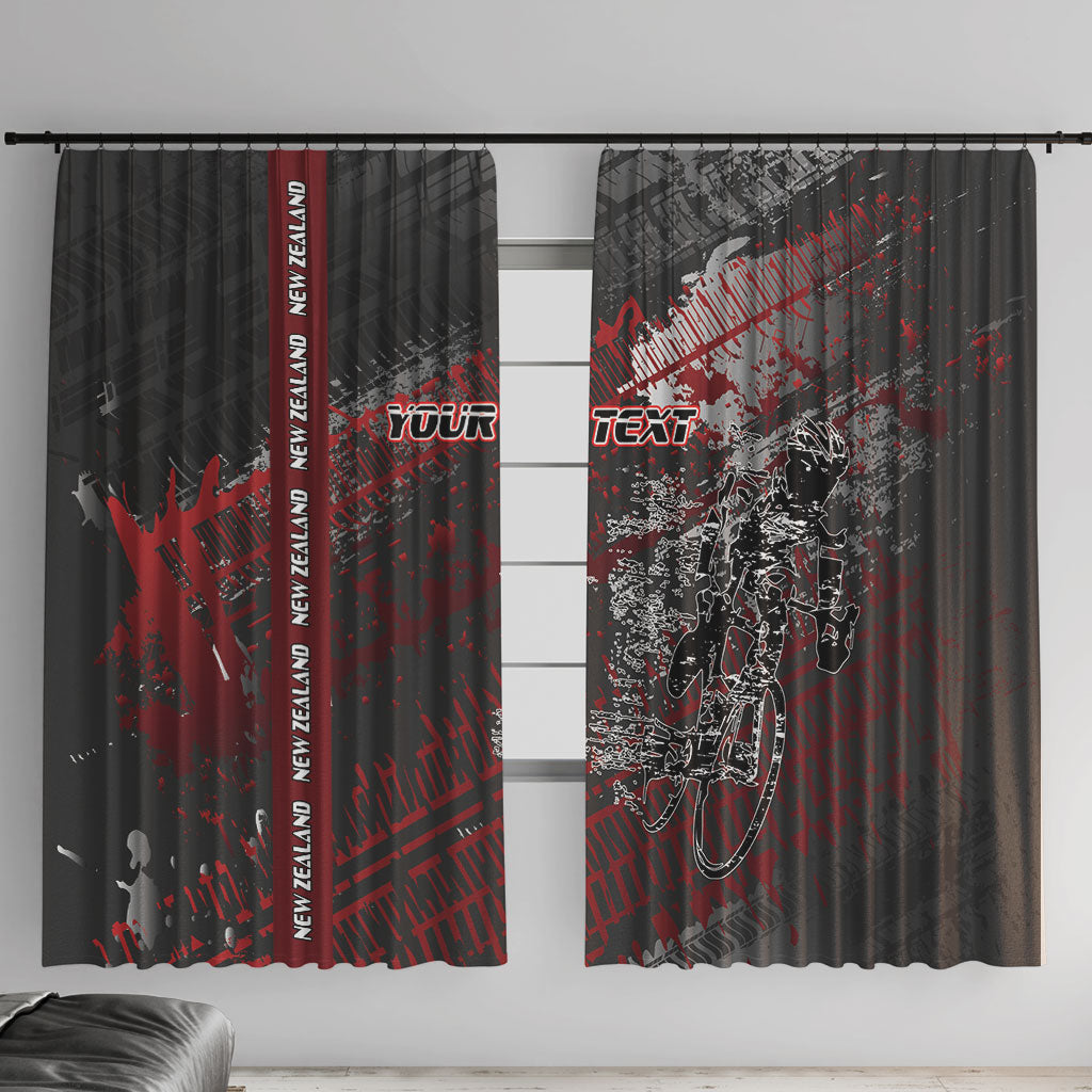 Personalised Cycling New Zealand Window Curtain Aotearoa Pride Sportswear LT22 With Hooks Red - Polynesian Pride