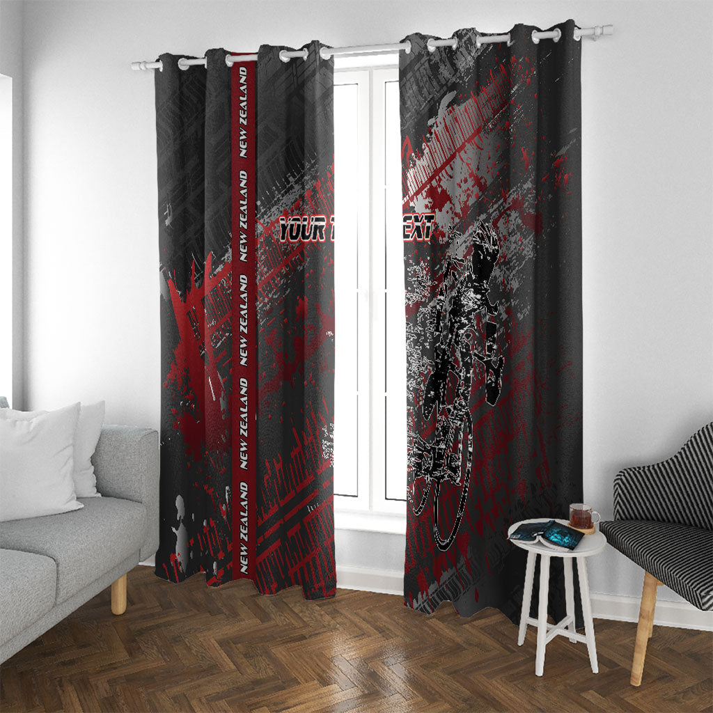 Personalised Cycling New Zealand Window Curtain Aotearoa Pride Sportswear LT22 With Grommets Red - Polynesian Pride