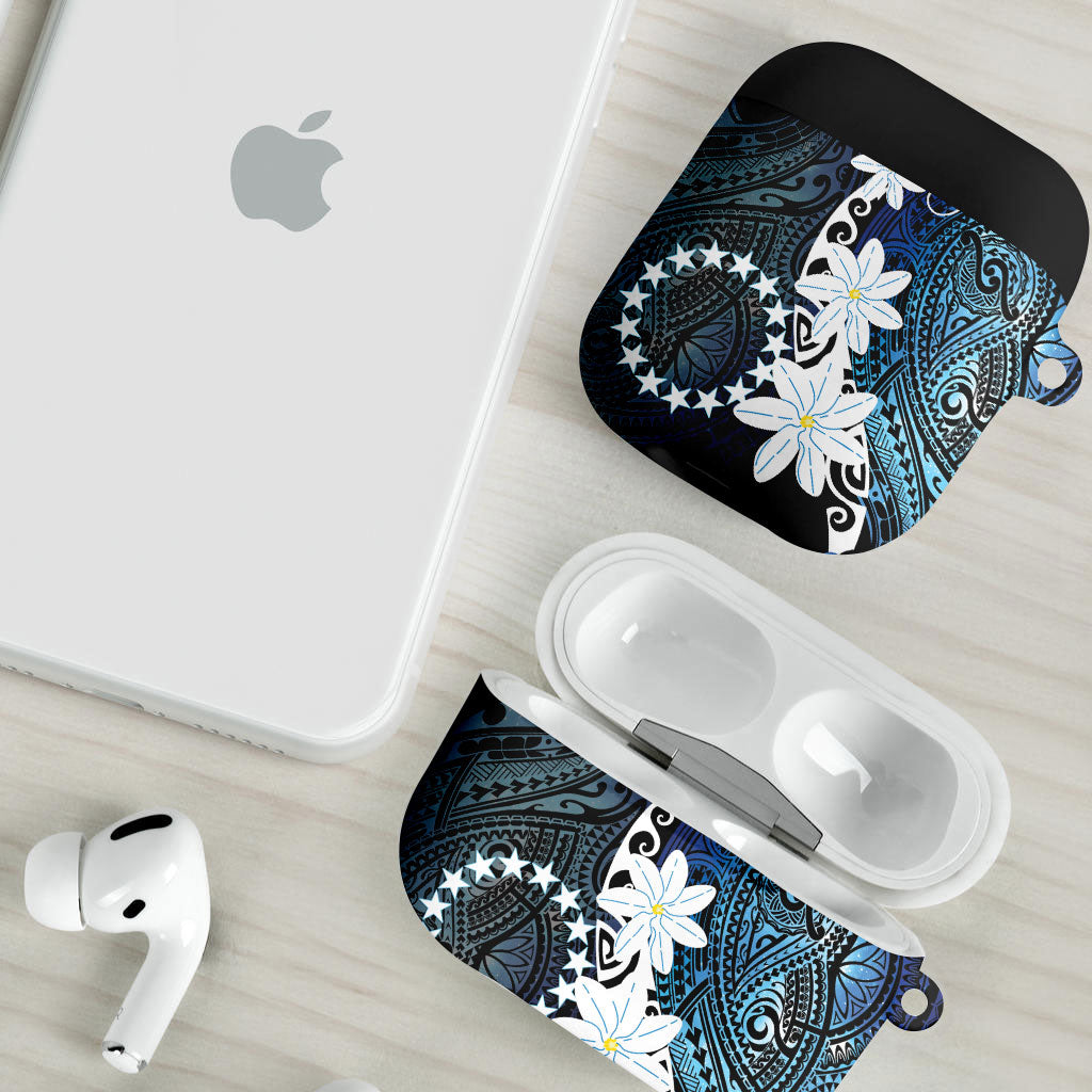 Cook Islands Maori Language Week AirPods Case Tiare Maori Kuki Airani Blue Pattern LT22 - Polynesian Pride